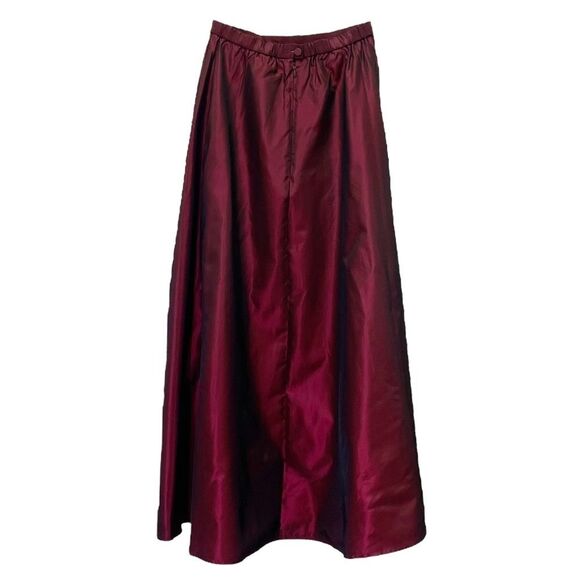 Jessica McClintock Millennium 2000 Burgundy Taffeta Maxi Skirt Size 6 USA VTG - Picture 3 of 12